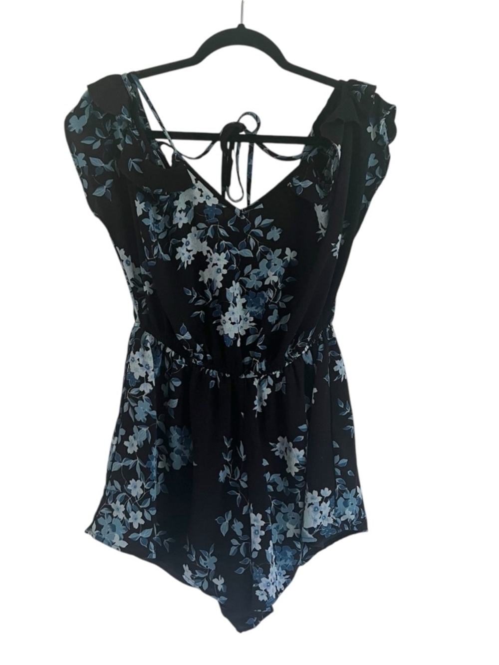 Charlotte Russe Blue Floral Off The Shoulder Romper Womens Size Small